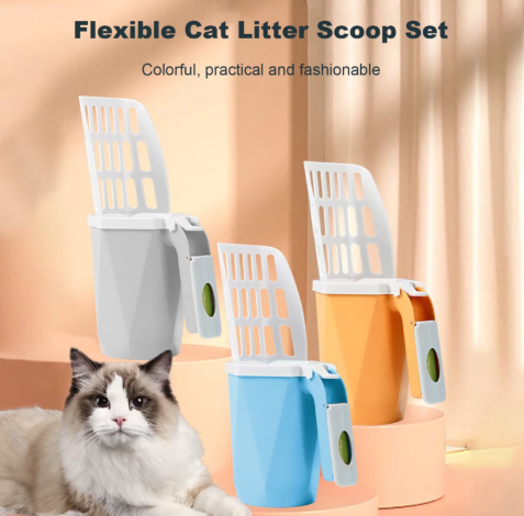 Cat Litter Scoop Set with Trash Bags and Large Bin